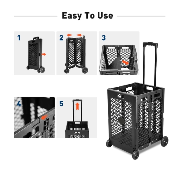 🆕 Collapsible Rolling Utility Cart - Picture 7 of 12